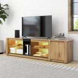 TV Stand Cabinet  Industrial TV Table Modern TV Cabinet Stand with Open Storage Shelf and One  Cabinet for Living Room Home Entertainment Center Rustic Brown 180*35*47_3