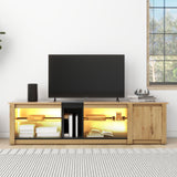 TV Stand Cabinet  Industrial TV Table Modern TV Cabinet Stand with Open Storage Shelf and One  Cabinet for Living Room Home Entertainment Center Rustic Brown 180*35*47_1