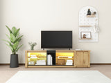 TV Stand Cabinet  Industrial TV Table Modern TV Cabinet Stand with Open Storage Shelf and One  Cabinet for Living Room Home Entertainment Center Rustic Brown 180*35*47_7