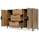 Sideboard Cabinet for Living Room, Chest of Drawers with with 2 doors and 3 drawers, Adjustable shelf, Dark Oak, 40D x 120W x 76H centimetres_3