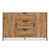 Sideboard Cabinet for Living Room, Chest of Drawers with with 2 doors and 3 drawers, Adjustable shelf, Dark Oak, 40D x 120W x 76H centimetres_1