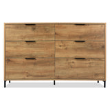 Sideboard Cabinet for Living Room, Chest of Drawers with 6 drawers, Dark Oak, 40D x 120W x 83H centimetres_3