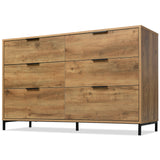 Sideboard Cabinet for Living Room, Chest of Drawers with 6 drawers, Dark Oak, 40D x 120W x 83H centimetres_2