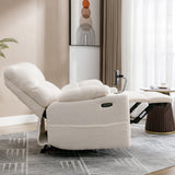 Power Recliner Chair for Elderly Recliner Sofa Chair with Storage Pockets Adjustable Phone Stand Cup Holder Armrest Storage Plush Teddy Fabric Contemporary Overstuffed Design_1