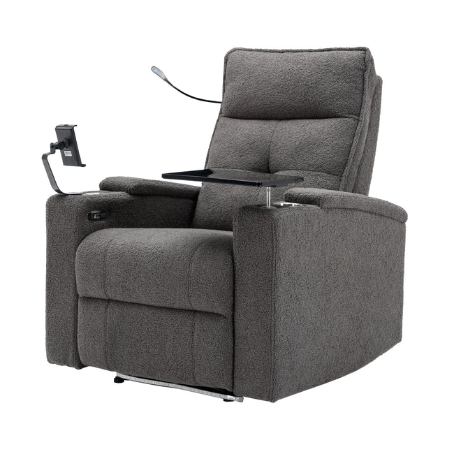 Electric Recliner Multifunctional Sofa with  Adjustable Phone Stand, Cup Holder, LED Reading Light, Bluetooth Speaker, Adjustable Tabletop, and Armrest Storage_14
