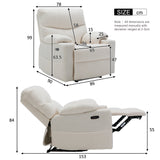 Power Recliner Chair for Elderly Recliner Sofa Chair with Storage Pockets Adjustable Phone Stand Cup Holder Armrest Storage Plush Teddy Fabric Contemporary Overstuffed Design_8