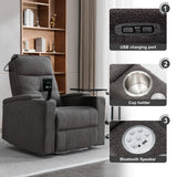Electric Recliner Multifunctional Sofa with  Adjustable Phone Stand, Cup Holder, LED Reading Light, Bluetooth Speaker, Adjustable Tabletop, and Armrest Storage_26