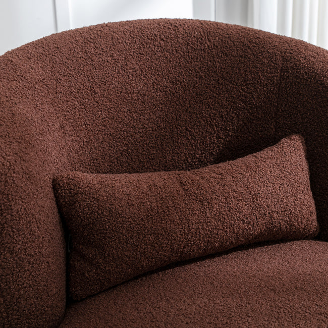 Swivel Accent Armchair Barrel Chair, Lounge Chair with Teddy Fabric and Mental Frame,  Swivel Tub Chair,Sofa Reading Chair for Living Room Bedroom Balcony Office_24