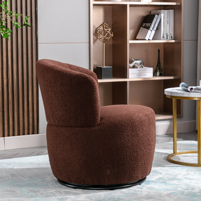 Swivel Accent Armchair Barrel Chair, Lounge Chair with Teddy Fabric and Mental Frame,  Swivel Tub Chair,Sofa Reading Chair for Living Room Bedroom Balcony Office_3