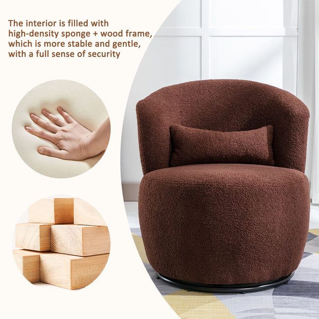 Swivel Accent Armchair Barrel Chair, Lounge Chair with Teddy Fabric and Mental Frame,  Swivel Tub Chair,Sofa Reading Chair for Living Room Bedroom Balcony Office_19