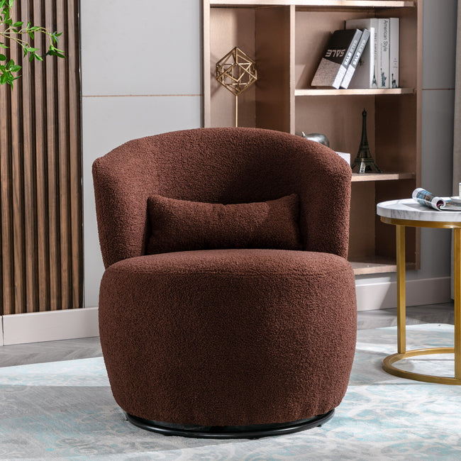 Swivel Accent Armchair Barrel Chair, Lounge Chair with Teddy Fabric and Mental Frame,  Swivel Tub Chair,Sofa Reading Chair for Living Room Bedroom Balcony Office_0