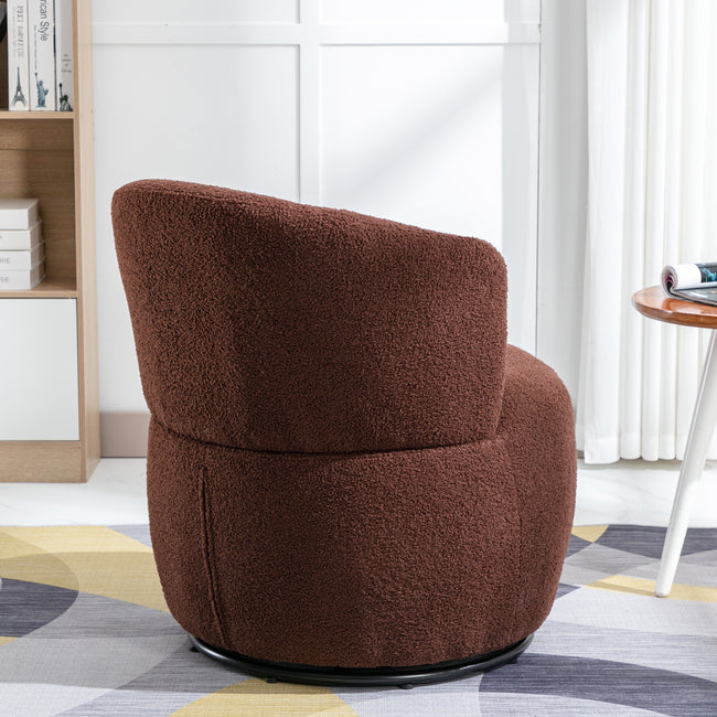 Swivel Accent Armchair Barrel Chair, Lounge Chair with Teddy Fabric and Mental Frame,  Swivel Tub Chair,Sofa Reading Chair for Living Room Bedroom Balcony Office_6