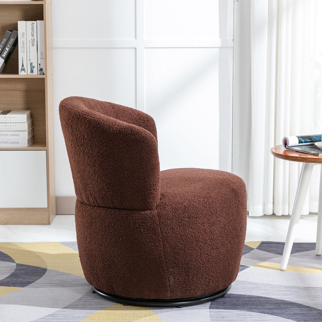 Swivel Accent Armchair Barrel Chair, Lounge Chair with Teddy Fabric and Mental Frame,  Swivel Tub Chair,Sofa Reading Chair for Living Room Bedroom Balcony Office_8