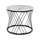 Round Coffee Table, Modern Coffee Table Set of 2 Marble Pattern Top with Metal Frame, Small Side Table, End Table for Living Room, Bedroom, Home Office, Farmhouse, White and Black_15