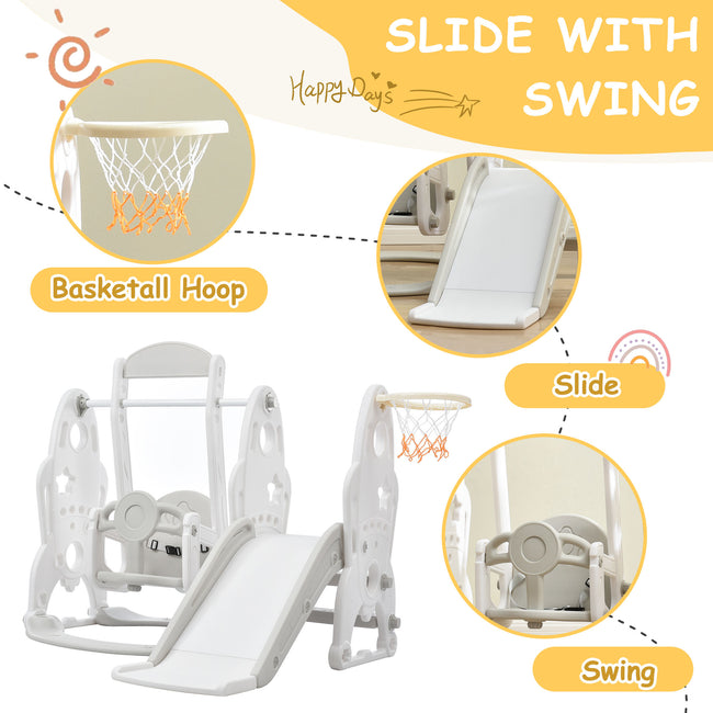 Toddler Slide and Swing Set 4 in 1, Kids Playground Climber Swing Playset with Basketball Hoops Freestanding Combination Indoor & Outdoor._4