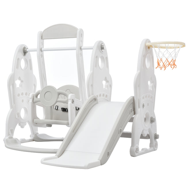 Toddler Slide and Swing Set 4 in 1, Kids Playground Climber Swing Playset with Basketball Hoops Freestanding Combination Indoor & Outdoor._21