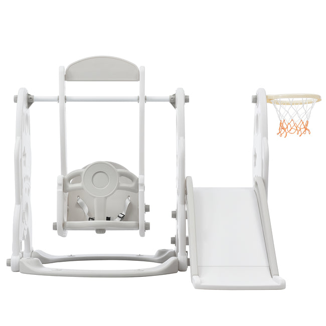 Toddler Slide and Swing Set 4 in 1, Kids Playground Climber Swing Playset with Basketball Hoops Freestanding Combination Indoor & Outdoor._16