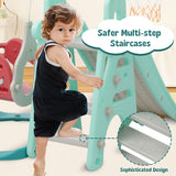Children's Slide, 5 in 1 Multiplayer toddler slide with basketball stand, football goal, swings, climbing ladder, indoor and outdoor use_12