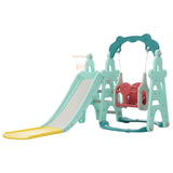 Children's Slide, 5 in 1 Multiplayer toddler slide with basketball stand, football goal, swings, climbing ladder, indoor and outdoor use_20