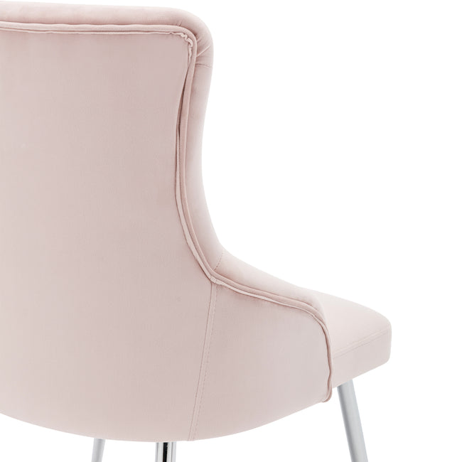 Button Pattern Dining Chair, Upholstered Armchair, Metal Leg Chairs, Modern Lounge Chair, Bedroom Living Room Chair with Lumbar Cushion, Pink_14
