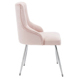 Button Pattern Dining Chair, Upholstered Armchair, Metal Leg Chairs, Modern Lounge Chair, Bedroom Living Room Chair with Lumbar Cushion, Pink_10