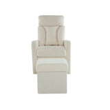 White Swivel Chair with Footrest, Storage Pocket, Teddy Material, D28 Foam Padding, Wooden Frame, Metal Base, Detachable Backrest and Armrests, Self-Assembly, Hidden Storage in Footrest_26