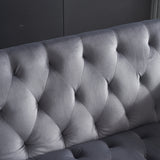 Grey sofa that converts into a bed - Wooden frame, metal feet, removable armrests, with 2 small pillows, 146x71x75 cm_7