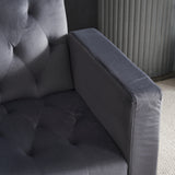 Grey sofa that converts into a bed - Wooden frame, metal feet, removable armrests, with 2 small pillows, 146x71x75 cm_1
