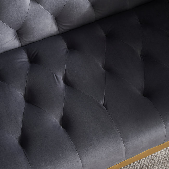 Grey sofa that converts into a bed - Wooden frame, metal feet, removable armrests, with 2 small pillows, 146x71x75 cm_2