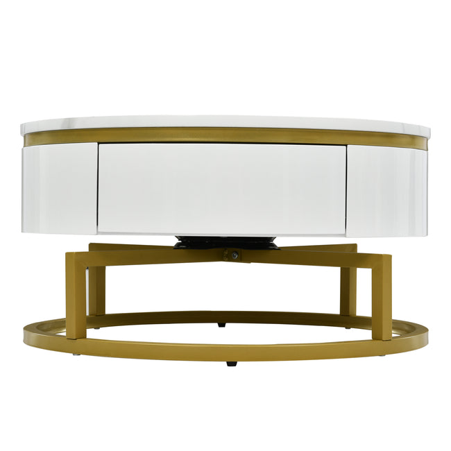 Two-piece nesting coffee table in white - Versatile design with marble look and glass surface, 360° swivelling, high-gloss body_17