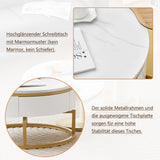 Two-piece nesting coffee table in white - Versatile design with marble look and glass surface, 360° swivelling, high-gloss body_3