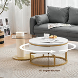 Two-piece nesting coffee table in white - Versatile design with marble look and glass surface, 360° swivelling, high-gloss body_5