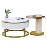 Two-piece nesting coffee table in white - Versatile design with marble look and glass surface, 360° swivelling, high-gloss body_18