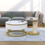 Two-piece nesting coffee table in white - Versatile design with marble look and glass surface, 360° swivelling, high-gloss body_24