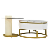 Two-piece nesting coffee table in white - Versatile design with marble look and glass surface, 360° swivelling, high-gloss body_19