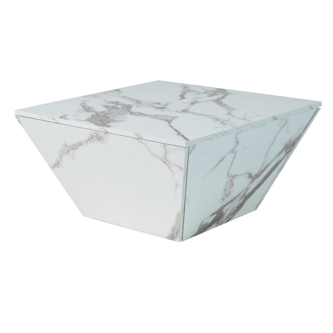 Marbling Veneer (PVC)Coffee Table for Living Room Tea Table Large Side Table with 2 Cabinet White Square Nesting Table Side Table Wooden Centre Table Console Sofa Table with Storage 70*70*36c_20