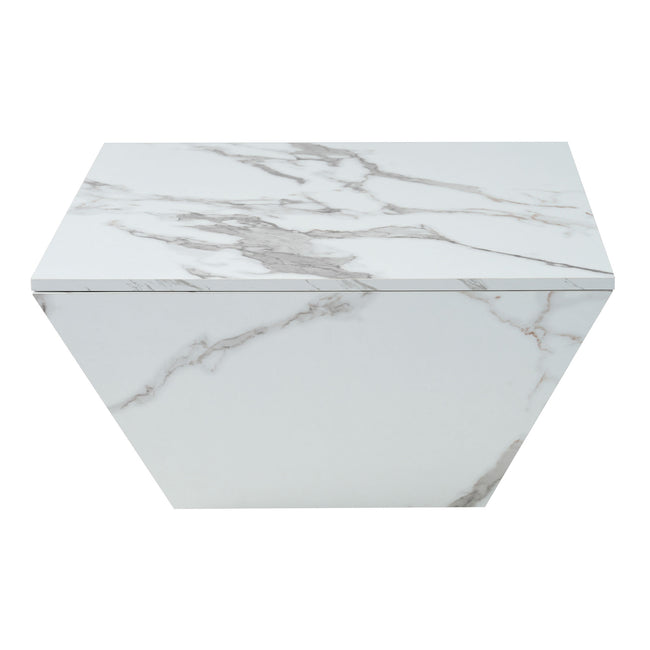 Marbling Veneer (PVC)Coffee Table for Living Room Tea Table Large Side Table with 2 Cabinet White Square Nesting Table Side Table Wooden Centre Table Console Sofa Table with Storage 70*70*36c_21