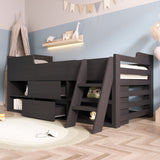 Cabin Bed Mid Sleeper Bed Frame Storage Kids Wooden bed with Drawers Shelf Storage Low Sleeper Bed  3ft Single Children's Wooden Bed - 3ft Single (90 x 190 cm) Frame Only_10