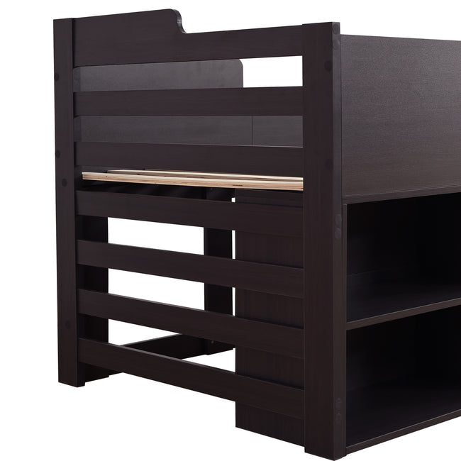 Cabin Bed Mid Sleeper Bed Frame Storage Kids Wooden bed with Drawers Shelf Storage Low Sleeper Bed  3ft Single Children's Wooden Bed - 3ft Single (90 x 190 cm) Frame Only_5