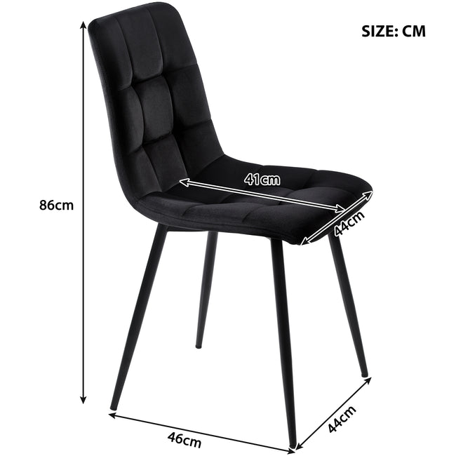Dining Chair (4 pcs), Black,4-Set Upholstered Chair Design Chair with Backrest,Seat in Velvet Metal Frame_9