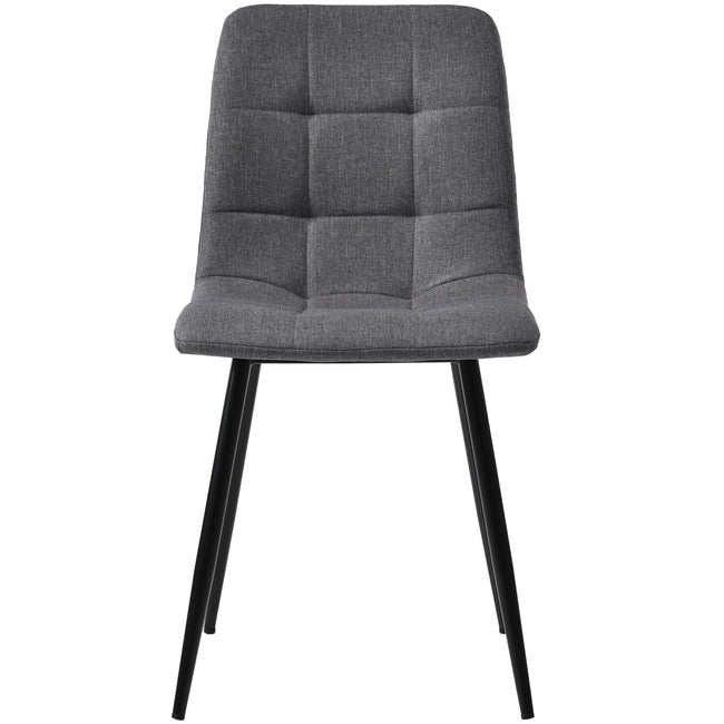 Dining Chair (4 pcs), Dark Grey,4-Set Linen Upholstered Chair Design Chair with Backrest,Seat in Linen, Metal Frame_11