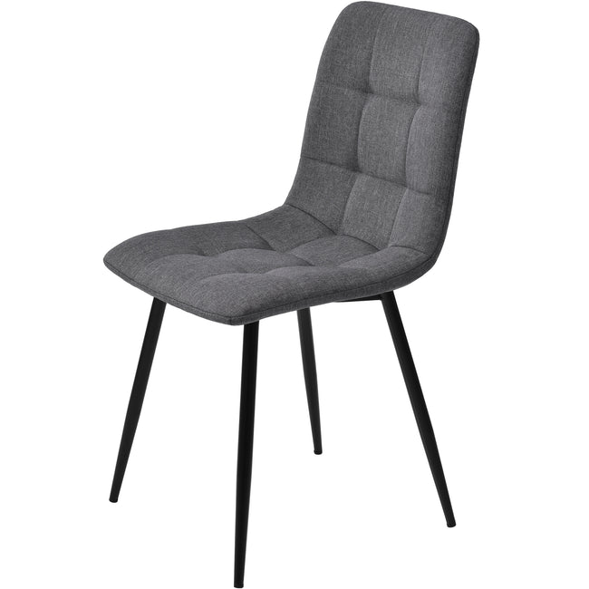 Dining Chair (4 pcs), Dark Grey,4-Set Linen Upholstered Chair Design Chair with Backrest,Seat in Linen, Metal Frame_6
