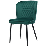 Velvet  dining chair (6 pcs), dark green, Modern Vanity Chair Kitchen Accent Occasional Chair with Metal Legs for Dining Room Living Room,upholstered chair  with backrest,seat in velvet metal_9
