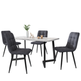 Dining Chair (4 pcs), Dark Grey,4-Set Linen Upholstered Chair Design Chair with Backrest,Seat in Linen, Metal Frame_4