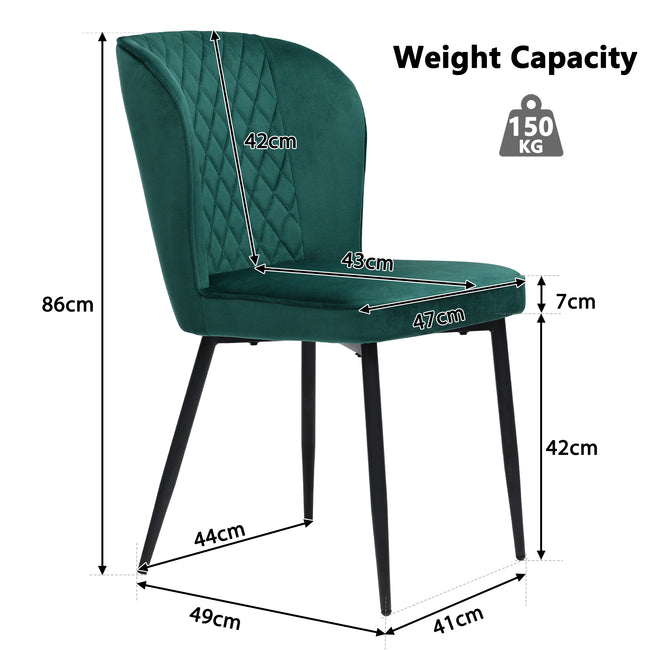 Velvet  dining chair (6 pcs), dark green, Modern Vanity Chair Kitchen Accent Occasional Chair with Metal Legs for Dining Room Living Room,upholstered chair  with backrest,seat in velvet metal_3