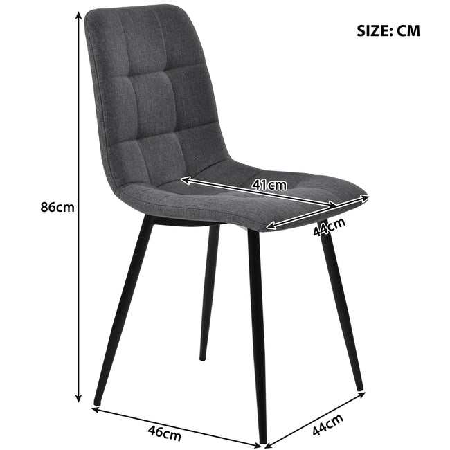 Dining Chair (4 pcs), Dark Grey,4-Set Linen Upholstered Chair Design Chair with Backrest,Seat in Linen, Metal Frame_12