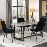 Dining Chair (4 pcs), Black,4-Set Upholstered Chair Design Chair with Backrest,Seat in Velvet Metal Frame_0