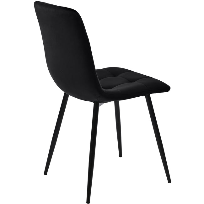 Dining Chair (4 pcs), Black,4-Set Upholstered Chair Design Chair with Backrest,Seat in Velvet Metal Frame_4