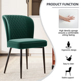 Velvet  dining chair (4 pcs), dark green, Modern Vanity Chair Kitchen Accent Occasional Chair with Metal Legs for Dining Room Living Room,upholstered chair  with backrest,seat in velvet metal_5