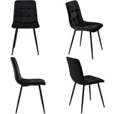 Dining Chair (4 pcs), Black,4-Set Upholstered Chair Design Chair with Backrest,Seat in Velvet Metal Frame_3